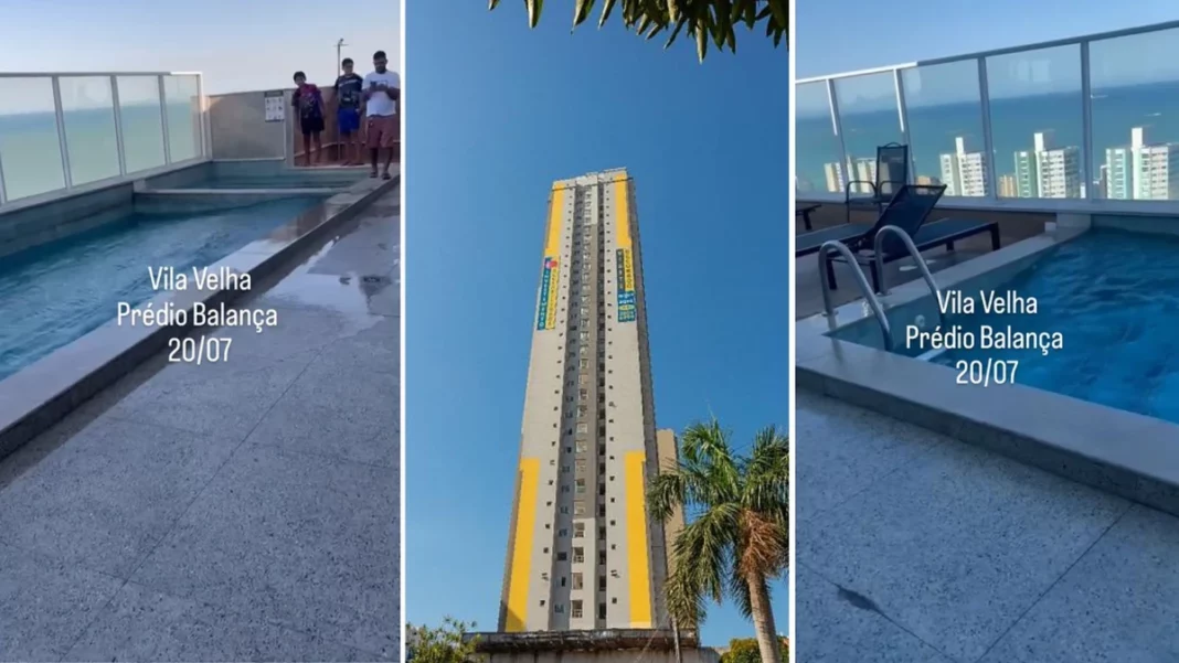 Água de piscina em prédio de Vila Velha balança e gera dúvidas na web
